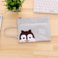 韩国创意文具双拉链文件袋学生装书大容量A4A5双层拉链分类文件袋 A5双拉链A 款初次见面灰色 小号