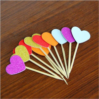 蛋糕装饰插牌插件 白色翅膀百变羽毛珍珠爱心海藻皇冠10个 混色小爱心:100个装