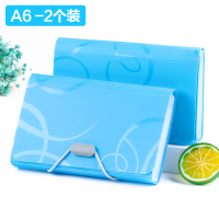 创易文具小号B6风琴包多层学生用文件夹迷你A6单据账单多功能收纳册收据增值税发票袋2个装 A6蓝色-2个装