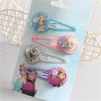 儿童发饰头饰品蓝色奇缘冰雪公主礼物BB夹发圈夹子发绳套装 浅紫色 安娜爱莎夹子4个