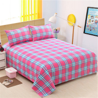 [一对装]老粗布枕套加厚加密成人枕头套单人枕用大枕套一对 乳白色 粉蓝格 47cmx74cm