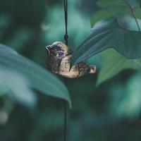 日本岩手南部铸铁风铃挂饰鹧鸪复古日式和风寺庙铃铛生日礼物 古铜色