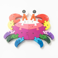 儿童玩具积木拼装益智玩具开发智力26个字母数字拼图双面益智玩具 螃蟹