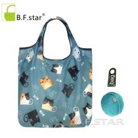 新款收纳日本折叠环保轻薄便携大容量手提旅行超市购物袋买菜 可爱猫咪(小球中号款) 一切以照片为主 纵向中号