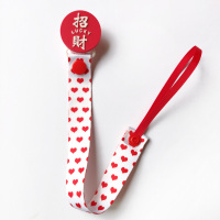 卡通婴幼儿宝宝奶嘴防掉带咬胶玩具防掉夹防掉链小孔玩具可用 乳白色 招财