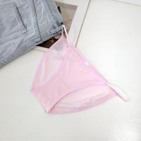夏冰丝速干低腰细带内裤女性感一根带窄边比基尼打底三角裤头 浅粉 冰丝 M 拍三送一