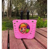 车筐 儿童自行车铁丝前车筐 车篮子小孩童车置物筐兜通用配件 粉色加厚pp塑料挂式车筐