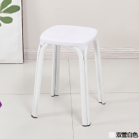 椅子宿舍休闲彩色家用塑料方凳子 叠放高凳加厚型简易多用凳 白色 双管加强款
