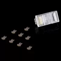 德爵 超六类非屏蔽网络8p8c水晶头网线RJ45接头100个/盒 超六类纯铜款