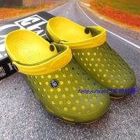 男士包头凉鞋夏季沙滩鞋透气鸟巢果冻鞋男士防水洞洞鞋凉拖鞋 男鞋黄绿色 男40(偏小1码)