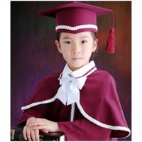 儿童博士服毕业礼服小博士中小学生披肩学士服幼儿合唱演出服 酒红色博士服 衣服+帽子+毕业证 100cm衣长45cm