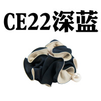 日韩双色拼色雪纺珍珠丸子头马尾大发圈发绳头花皮筋发饰头饰CE22 深蓝色