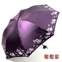 变色闪光花边双人伞 黑胶学生森女用防晒伞防紫外线遮阳伞晴雨伞 平边单人伞-葡萄紫