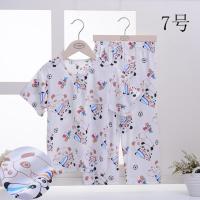 男女儿童绵绸童套大童睡衣夏人造棉棉绸童套短袖长裤宽松薄款 7号 65码(适合身高95—105cm)