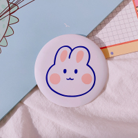 镜子女化妆镜台式折叠公主大号便携学生宿舍桌面随身翻盖式梳妆镜 圆眼卡通兔