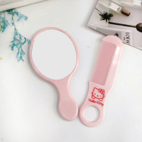 卡通儿童小便捷化妆镜子梳子套装可爱公主系列夏季学生简约方便 手持款KT(款式随机)
