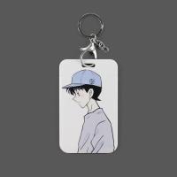 名侦探柯南证件卡套情侣款门禁一对学生公交饭卡塑料胸卡挂绳卡带 灰衣柯南 证件卡套