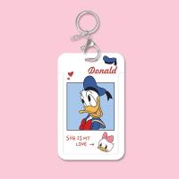 唐老鸭接送卡学生校园饭卡套可爱少女工作证胸卡套挂绳双面情侣款 方框鸭-证件卡套