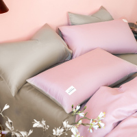 水洗棉枕套单只装 枕头套学生宿舍单人单个枕芯套48x74一对装拍2 粉玉+浅灰(单只装) 48cmX74cm
