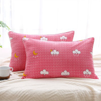 枕头单人学生宿舍简约带枕套枕芯寝室可爱卡通女生低枕助睡一对装 粉色云彩[一个装 枕芯+枕套]