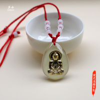 夜光项链水晶发光观音吊坠男女佛四叶草学生十二生肖情侣挂件礼物 夜光水晶 观音 配8珠红绳