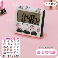 可爱电子迷你电子小闹钟大音量学生用桌面时钟儿童计时器简约少女 黑色（英文款） 送电池