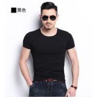 男士短袖t恤夏季新款圆领半袖t时尚潮牌大码男装体恤青少年打底衫 圆领黑(单件) S