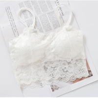 夏季裹胸内衣吊带蕾丝打底小背心短款双肩带防走光抹胸女学生文胸 白色[8902] 均码