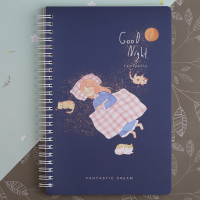 悦木晚安侧翻线圈本A5简约创意学生笔记本小清新野外采花手账记事 晚安本(图案随机)
