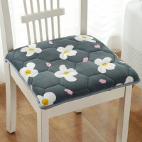 四季加厚可拆一体座垫办公室餐椅垫久坐防滑椅子增高学生毛绒坐垫 厚垫子-花朵 25X35cm厚4cm(带绑带)