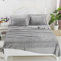 冬季薄款素色法兰绒毛毯珊瑚绒毯子单双人绒床单学生宿舍毯1.8床 灰色[单件毛毯] 90cmx140cm[午睡毯]