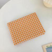 北欧黄色格子桌布小方格书桌ins学生布艺棉麻郊游野餐垫简约少女 桔色格子桌布(棉麻) 75*100cm