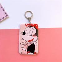 卡通可爱公交卡套幼儿园胸卡证件套工作证学生员钥匙扣少女挂绳 双面米妮+钥匙扣