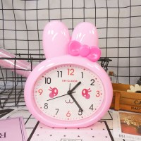 卡通闹钟小兔子闹钟创意可爱时钟床头钟学生女孩个性儿童钟表 99502兔子闹钟/粉色