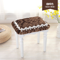 欧式蕾丝长方形坐垫方凳座垫学生凳子垫板凳坐垫小椅子垫餐椅绑带 短--咖啡 25*35cm(带绑带)