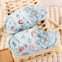 卡通儿童棉布拖鞋布底布艺男女小孩木地板静音室内机洗家居家冬季 布底蓝猫头鹰 24cm/相当于34码