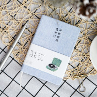 创意大学生手帐本日记本 韩版横线笔记本 小清新简约布面文艺本子 问曲哪得 清如许[小号A6] 送中性笔+明信片