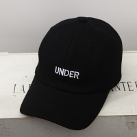 港风休闲韩版帽子女简约字母刺绣棒球帽男弯檐鸭舌帽学生遮阳帽潮 under 黑色 可调节