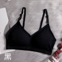 裹胸女学生少女高中生韩版抹胸式聚拢薄款内衣文胸夏天吊带背心 黑色[A4款] 均码70-125斤