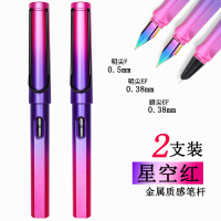 钢笔墨水笔正姿成人练字办公男女孩小学生用儿童卡通暗明尖初学者硬笔书法笔专用特细可替换墨水墨囊刻字 星空粉（2支装） 0.