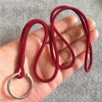 中小学生儿童防丢钥匙扣挂绳子简约小孩男女挂脖锁匙扣链长挂件 枣红色