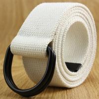 20色黑双环帆布腰带 休闲户外百搭学生韩版裤皮带可加长男士女士 白色 110cm