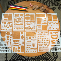 手账工具尺子镂空绘画图模板小学生手抄报花边框素材儿童相册DIY 款式1-10