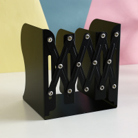 创意架可伸缩学生用书架桌面桌上书夹折叠书靠书桌书本收纳盒ins风书档板简易立书架书籍收纳架 活动款/【大号】黑色无印风