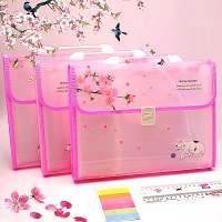 文件夹多层插页学生用女卡通可爱试卷收纳小清新韩版夹手提小学生资料带标签大容量少女心简约分类夹