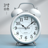 超大声音闹铃小闹钟床头夜光学生用卡通儿童专用静音简约卧室音量 小号[简约白]