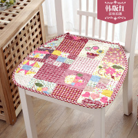 特价全棉防滑坐垫椅垫餐椅垫布艺夏学生防滑餐厅网吧坐垫座垫 韩版红-椭圆棉布 40X45cm带绑带