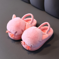 儿童棉鞋男女婴幼儿宝宝可爱卡通秋冬加绒加厚保暖棉拖鞋大毛球鞋 粉色 底标160码内长15cm约24-25码