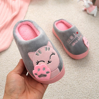 儿童棉拖鞋冬季男女童居家用室内软底保暖棉鞋可爱宝宝小女孩棉拖 网红猫粉底灰面 170mm[24/25码]