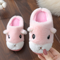 秋冬季宝宝棉拖鞋女可爱居家保暖加绒毛毛鞋小孩室内儿童棉拖鞋男 小仓鼠拖鞋桃粉色 16-17码内长15.5